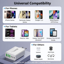 Carica l'immagine nel visualizzatore di Gallery, [2 pezzi] Caricabatterie USB C da 65W, 6 porte [3 C + 3 A], caricabatterie rapido, alimentatore con 2 cavi da 2 m inclus