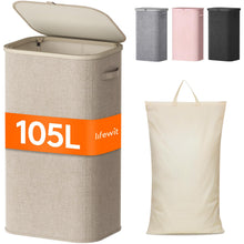 Carica l'immagine nel visualizzatore di Gallery, Lifewit Cesto Portabiancheria, Cesta Panni Sporchi con coperchio, Laundry Basket con Plastica Manici, Porta Biancheria S
