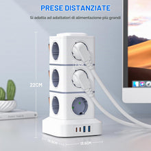Carica l'immagine nel visualizzatore di Gallery, Torretta Multipresa 16 in 1 2500W con USB-A e USB-C Cavo 3M