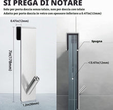 Carica l'immagine nel visualizzatore di Gallery, 2 Pezzi Ganci per Porta Doccia, Acciaio Inossidabile Senza Foratura Gancio Porta Asciugamani Sopra Porta Doccia Senza Te