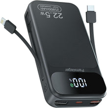 Carica l'immagine nel visualizzatore di Gallery, Power Bank 25800 mAh 22,5W con cavi incorporati, Batteria Esterna Ricarica Veloce PD3.0 QC4.0, USB-C bidirezionale, Disp