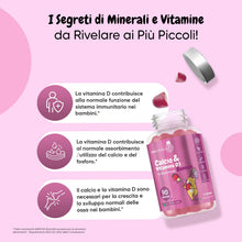 Carica l'immagine nel visualizzatore di Gallery, Calcio Integratore con Vitamina D Bambini, 90 Gommose Fragola e Vaniglia