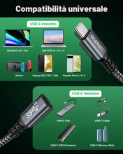 Carica l'immagine nel visualizzatore di Gallery, Cavo di Prolunga USB C [100W/2M] Cavo Type C Maschio a Femmina 10Gbps