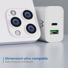 Carica l'immagine nel visualizzatore di Gallery, Ewent Caricatore Rapido 30W USB-C Power Delivery + USB-A QC3.0, Carica Veloce iPhone e Android di nuova generazione, Dop