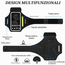 Carica l'immagine nel visualizzatore di Gallery, HAISSKY Fascia da Braccio con Tasca Auricolari per Smartphone fino a 6,9"