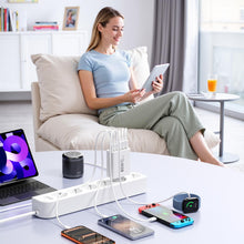 Carica l'immagine nel visualizzatore di Gallery, [2 pezzi] Caricabatterie USB C da 65W, 6 porte [3 C + 3 A], caricabatterie rapido, alimentatore con 2 cavi da 2 m inclus