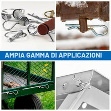 Carica l'immagine nel visualizzatore di Gallery, 100 Pezzi Copiglie Clips, Coppiglie Mollette a R,R Clip Coppiglie a Molla,R Coppiglie Pin,per Trattori Auto Camion,sei t