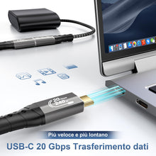 Carica l'immagine nel visualizzatore di Gallery, ZIKNYDO Prolunga USB C 2 metri,(USB C 3.2 Gen 2x2, PD3.1 240W 48V/5A), Video 8K@30Hz, 4K@60Hz/ 144Hz Cavo Prolunga type 