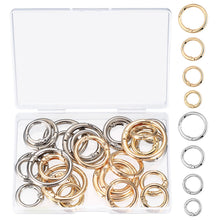 Carica l'immagine nel visualizzatore di Gallery, 30 Pz Moschettoni Rotondi a Molla Multi Misura, Oro Argento
