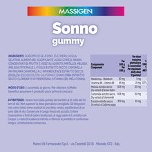 Carica l'immagine nel visualizzatore di Gallery, Massigen - Sonno Gummy, Integratore Alimentare con Melatonina e Estratti Naturali, Due Confezioni 60 Caramelle da 3,3 g,