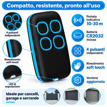 Carica l'immagine nel visualizzatore di Gallery, Telecomando Universale per Cancello 4 in 1 Rolling Code 280-868 MHz, 4 Tasti
