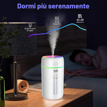 Carica l'immagine nel visualizzatore di Gallery, Kissleaf Mini umidificatore da 250 ml, per camera da letto/cameretta dei bambini/piante, luce a 7 colori, 6H, lunga dura