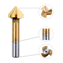 Carica l'immagine nel visualizzatore di Gallery, Svasatore per Metallo Legno, HTBAKOI Punta Trapano per Svasatore Titanio Rivestito in HSS 90°Gradi 6,3mm 8,3mm 10,4mm 12