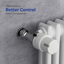Carica l'immagine nel visualizzatore di Gallery, VANCOCO M30×1,5 mm Testa Termostatica per Termosifoni, Valvola Termostatica Radiatore, Bianco, con Sensore Liquido e Fun