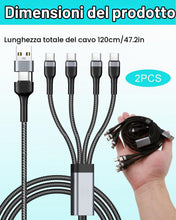 Carica l'immagine nel visualizzatore di Gallery, 2 Pezzi Cavo Ricarica Multiplo USB-C 4 in 2, 1.2 m Cavo USB Multiplo Universale con 4 Porte Tipo-C Ricarica Rapida PD 40