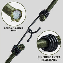 Carica l'immagine nel visualizzatore di Gallery, Pluvios Ganci Elastici - 10 Corde Elastiche con Gancio - Multiuso e di Varie Taglie - Corde Elastiche per Teloni, Portap