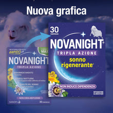 Carica l'immagine nel visualizzatore di Gallery, Novanight Tripla Azione Melatonina per Dormire, 70 Compresse