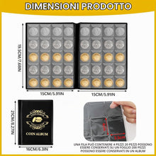 Carica l'immagine nel visualizzatore di Gallery, Vicloon Album per Monete da 200 Tasche, Libro per Collezionare Monete con 10 Pagine, Portamonete Con Tasche 45x45mm per 