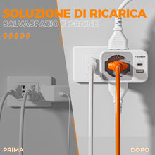 Carica l'immagine nel visualizzatore di Gallery, TESSAN Multipresa 2 USB, 2 Prese IT e 1 Schuko, Multipresa da Parete, 10A