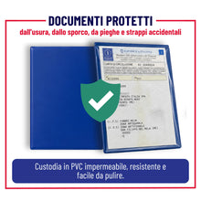 Carica l'immagine nel visualizzatore di Gallery, Portadocumenti Auto - 1x Porta Documenti per Auto e Moto, Blu - Custodia Libretto Circolazione e Assicurazione - PVC Tra