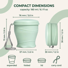Carica l'immagine nel visualizzatore di Gallery, 180 ml Tazza da campeggio pieghevole in silicone, 2 Pezzi, Bicchiere Portatile e Richiudibile, con Coperchio, Tazza Salv