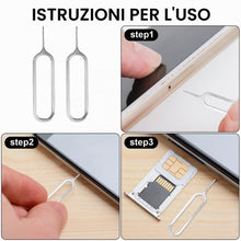 Carica l'immagine nel visualizzatore di Gallery, 10 aghi per scheda SIM, strumento di rimozione della scheda SIM, supporto per schede SIM, spillo, strumento di rimozione