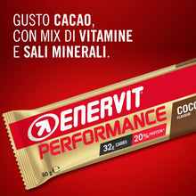 Carica l'immagine nel visualizzatore di Gallery, Enervit, Performance Bar Cocoa, Apportano 32 Grammi di Carboidrati, 20% di Proteine e Vitamina B6, Gusto Cacao, Barrette