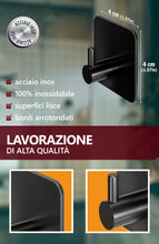 Carica l'immagine nel visualizzatore di Gallery, 4smile ganci adesivi bagno, set di 4, nero - Appendi porta asciugamani impermeabili, appendi accappatoio bagno e cucina 