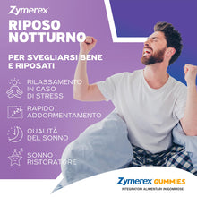 Carica l'immagine nel visualizzatore di Gallery, Zymerex RIPOSO NOTTURNO Gummies | 60 gommose | Rapido addormentamento | 1mg di Melatonina | Buon sonno | Jet leg | Integ
