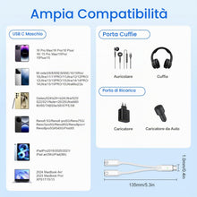 Carica l'immagine nel visualizzatore di Gallery, 2 in 1 USB C Adattatore per Cuffie e Ricarica，Trasmissione Dati
