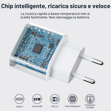 Carica l'immagine nel visualizzatore di Gallery, Caricatore per iPhone, Caricatore USB C da 20W con Cavo per iPhone da 1M, Caricabatterie per iPhone 14/13/ 12/11/ X/ 8/7