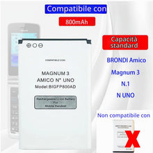 Carica l'immagine nel visualizzatore di Gallery, (60mm*38mm*4.2mm) BigFP800AD - Batteria di ricambio BigFP800AD compatibile con BRONDI Magnum 3 Amico N3 BRONDI Amico N.1