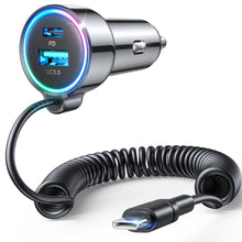 Carica l'immagine nel visualizzatore di Gallery, 2026 90W 3 Porte Caricabatterie Auto USB C, PD3.0 &amp; QC3.0 Veloce Caricatore auto con 1.5M [Mantieni l'ordine] Cavo a Spi