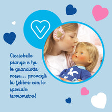 Carica l'immagine nel visualizzatore di Gallery, Cicciobello Bua, Bambola Interattiva con Accessori, Giochi Bambini 2 anni, Cicciobello con Accessori per la Cura Come Termometro e Stetoscopio, Usa il Ciuccio per Farlo Smettere di Piangere!