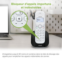 Carica l'immagine nel visualizzatore di Gallery, VTech CS1500 Telefono wireless DECT a doppia carica con blocco chiamata, ID chiamata/chiamata in attesa, altoparlante vi
