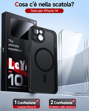 Carica l'immagine nel visualizzatore di Gallery, LeYi Cover Magnetica per iPhone 14 con 2 Pezzi Vetro Temperato(Nero)