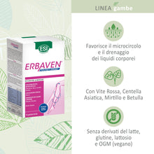Carica l'immagine nel visualizzatore di Gallery, ESI - Erbaven, Integratore Alimentare a Base di Vite Rossa, Centella Asiatica e Betulla, Favorisce il Microcircolo e il 