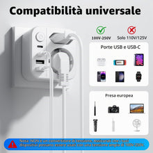 Carica l'immagine nel visualizzatore di Gallery, Adattatore Presa Giapponese Italiana, 6 IN 1 Adattatore da viaggio Giappone con 4 USB, 2500W Tipo A Adattatori Presa Cin