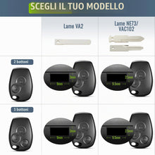Carica l'immagine nel visualizzatore di Gallery, Jongo® Guscio Chiave per Dacia Duster e Sandero - NE73 / VAC102 senza Lama