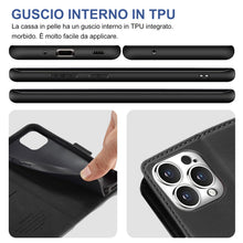 Carica l'immagine nel visualizzatore di Gallery, Giyer Cover per iPhone 14 Pro Max Custodia con Vetro Temperato, Premium PU Portafoglio Slot per Scheda RFID Antifurto Fu