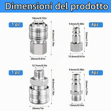 Carica l'immagine nel visualizzatore di Gallery, 10 Pezzi Raccordo Pneumatico Metallico 1/4"
