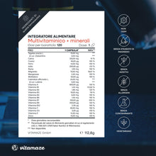 Carica l'immagine nel visualizzatore di Gallery, Vitamaze® Multivitaminico ad Alto Dosaggio Capsule, 23 Vitamine Efficaci A-Z e Minerali, Sostanze Minerali e Oligoelemen