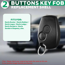 Carica l'immagine nel visualizzatore di Gallery, 2 Pezzi Guscio Chiave Auto 2 Tasti Compatibile con Dacia Duster Dokker Logan Lodgy Sandero Stepway Ricambio Telecomando 
