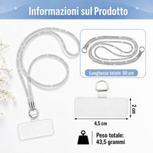 Carica l'immagine nel visualizzatore di Gallery, 2 Pezzi Cordino per Cellulare Design Scintillante con Strass Universale