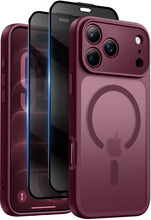 Carica l'immagine nel visualizzatore di Gallery, Qasyfanc Cover per iPhone 18 Pro Max, 2 Pellicola Privacy, Borgogna