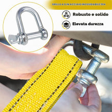Carica l'immagine nel visualizzatore di Gallery, Fune di traino auto BINYI 4 metri 5 tonnellate, gialla, universale per Auto, camion, SUV, furgoni, rimorchi, in Polieste
