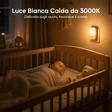 Carica l'immagine nel visualizzatore di Gallery, [2 Pezzi] Luce Notturna da Presa con Sensore Crepuscolare, 5 Livelli Dimmerabile, 3000K Bianco Caldo, Modalità ON/OFF/Au