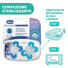 Carica l'immagine nel visualizzatore di Gallery, Chicco Physio Comfort Night Bimbo Succhietto di Silicone, 16-36 Mesi, 2 Pezzi, Colori Assortiti