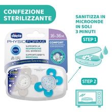 Carica l'immagine nel visualizzatore di Gallery, Chicco Physio Comfort Night Bimbo Succhietto di Silicone, 16-36 Mesi, 2 Pezzi, Colori Assortiti