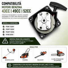 Carica l'immagine nel visualizzatore di Gallery, topolenashop Rinculo Avviamento Universale a Strappo per Decespugliatori e Tosaerba 43CC 49CC 52CC – Starter Manuale con